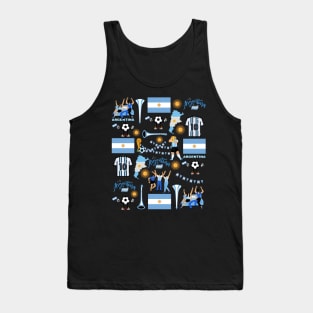 Argentina Soccer Futbol Champions Messi Fans Fun Celebration Pattern Tank Top